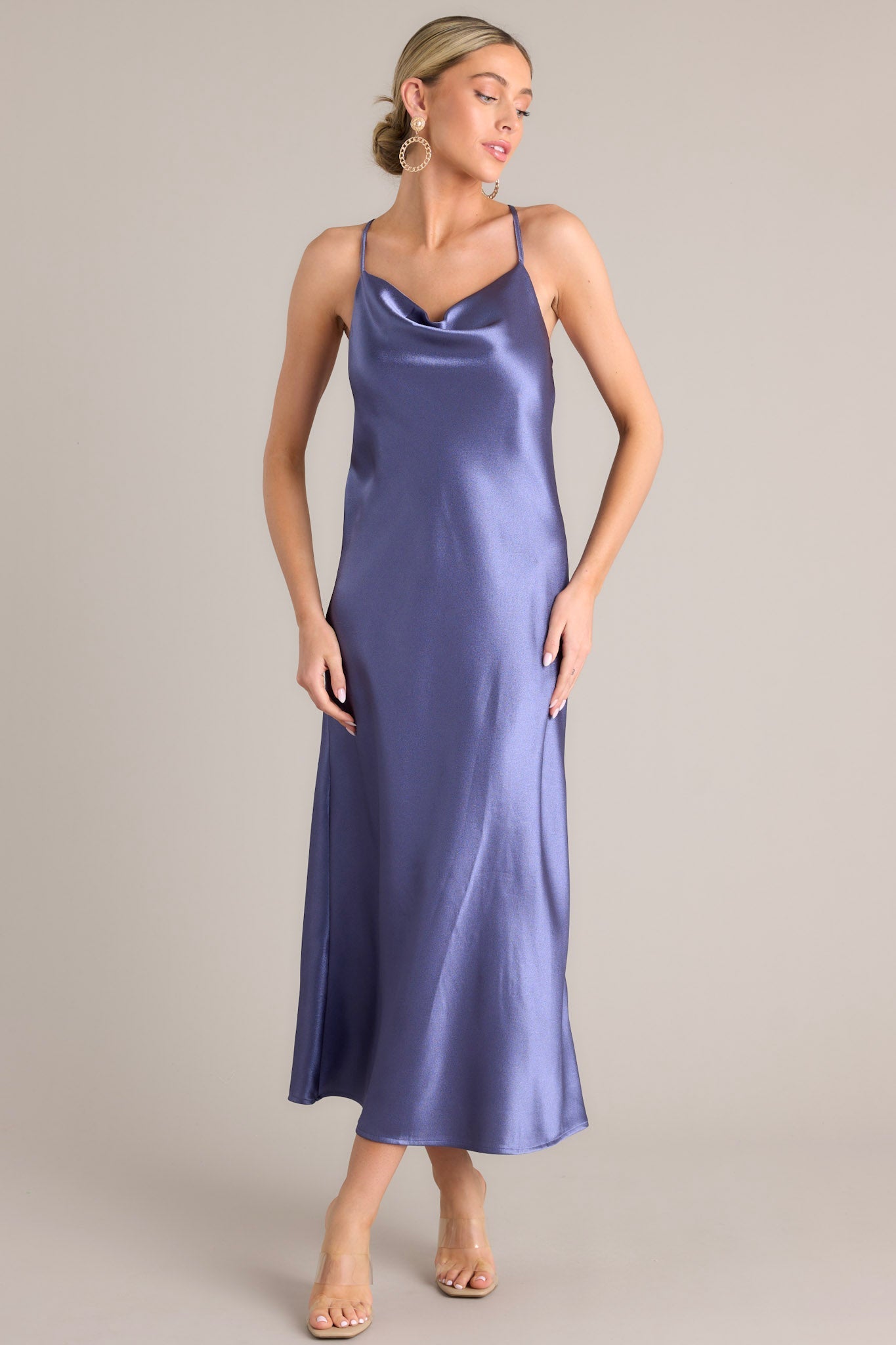 All Yours Dark Lilac Cowl Neck Maxi Dress