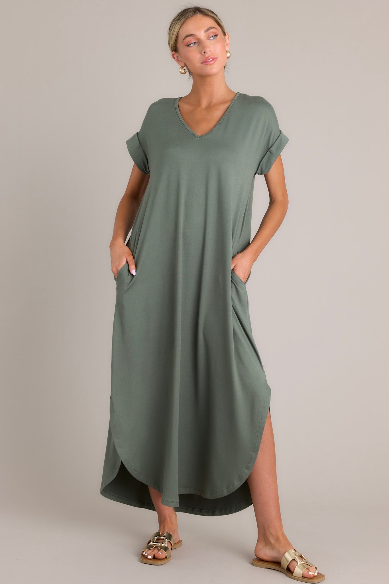 Always The Same Thing Olive Green Maxi Dress