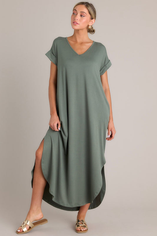 Always The Same Thing Olive Green Maxi Dress