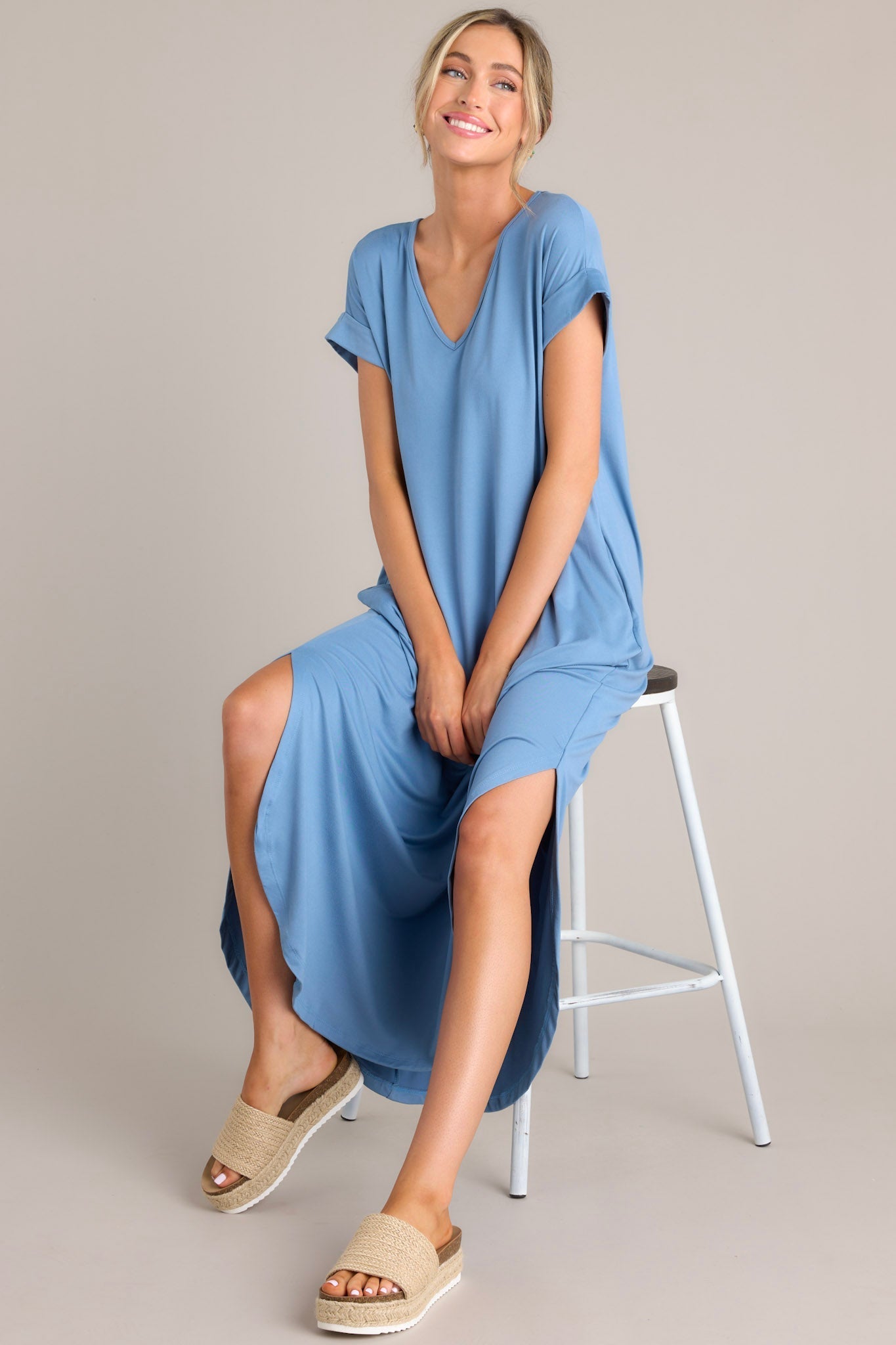 Always The Same Thing Slate Blue Dress