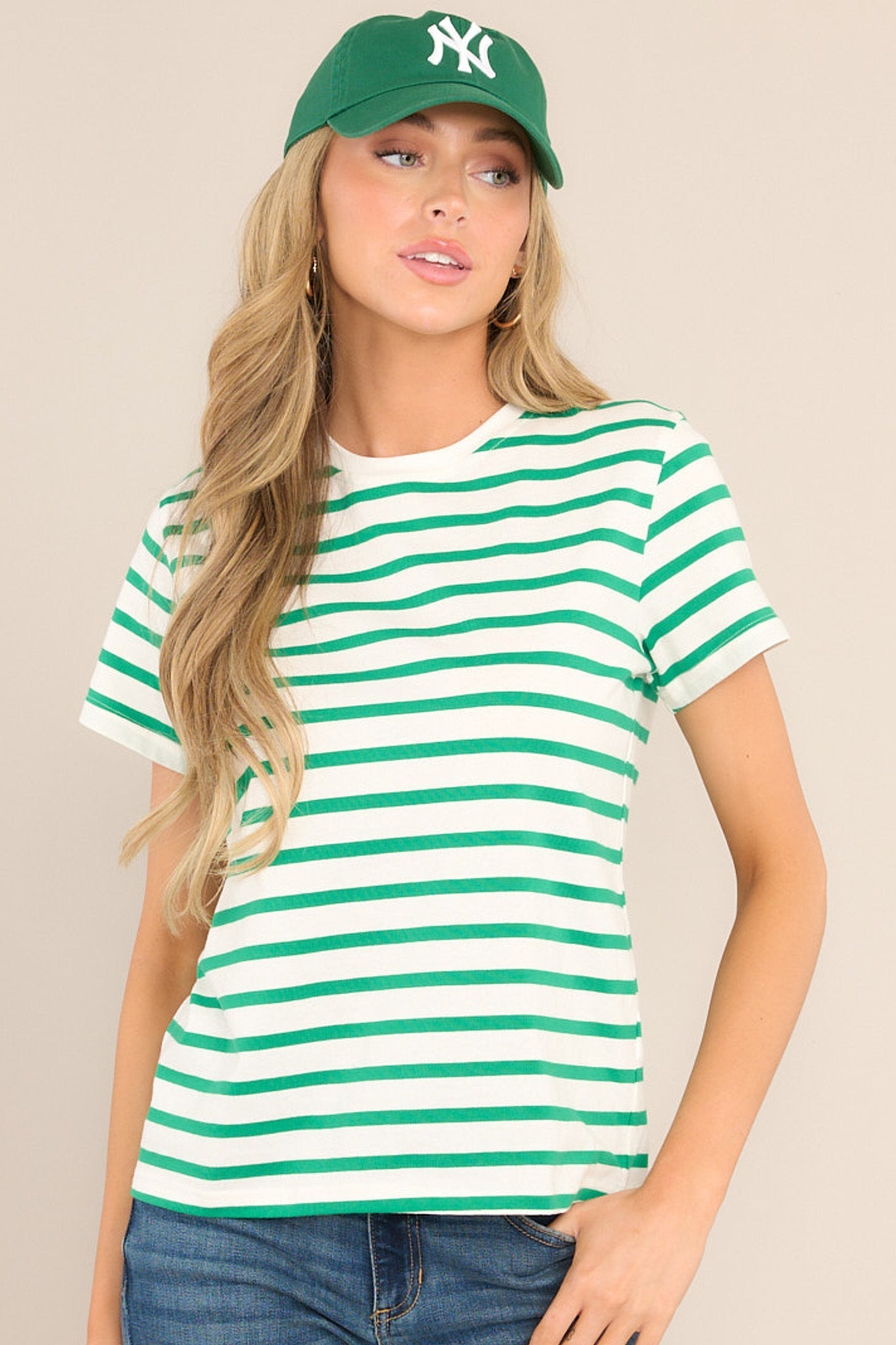 Always Yours Kelly Green Stripe Tee