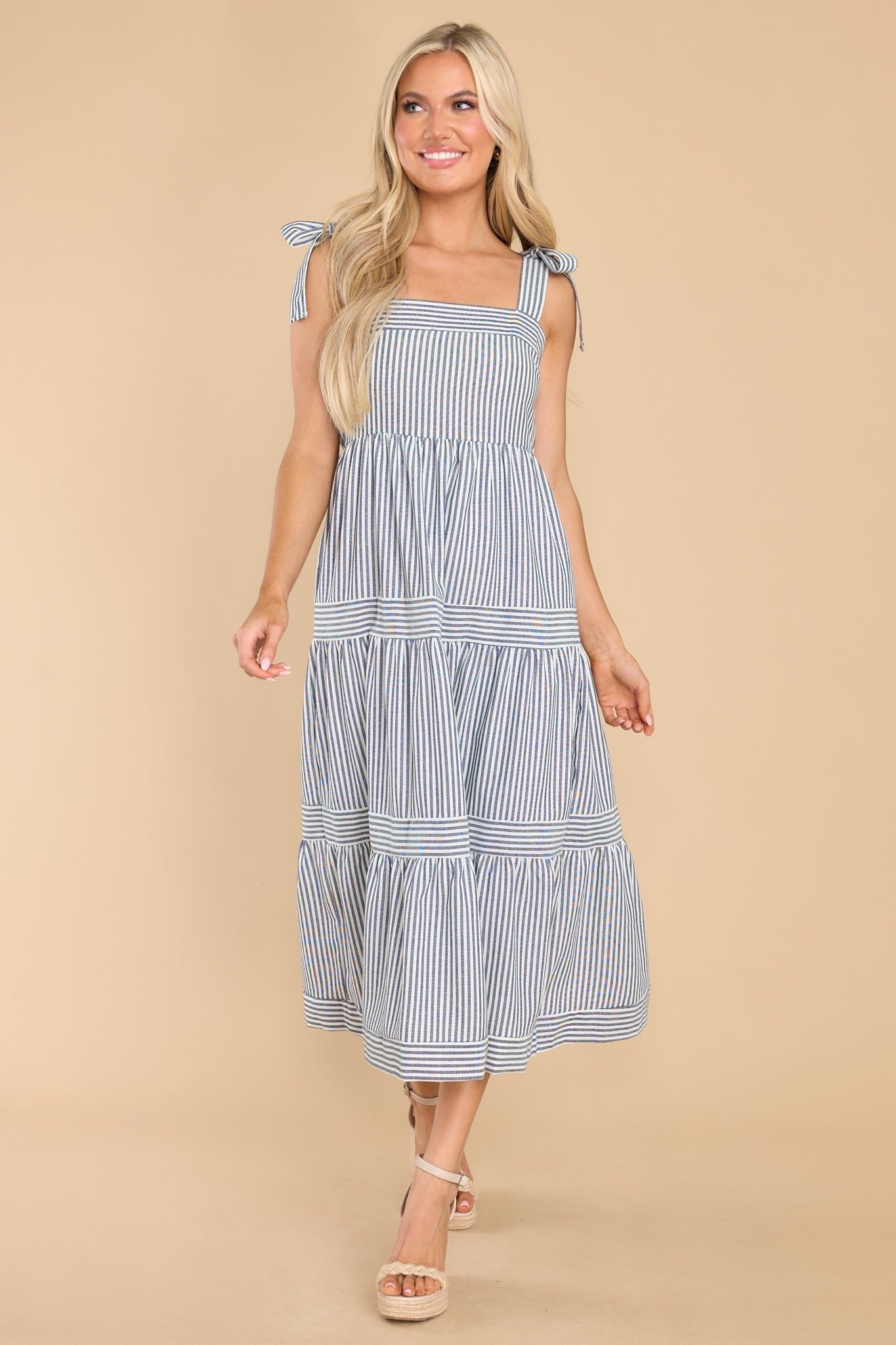 At The Orchard Navy Stripe Maxi Dress