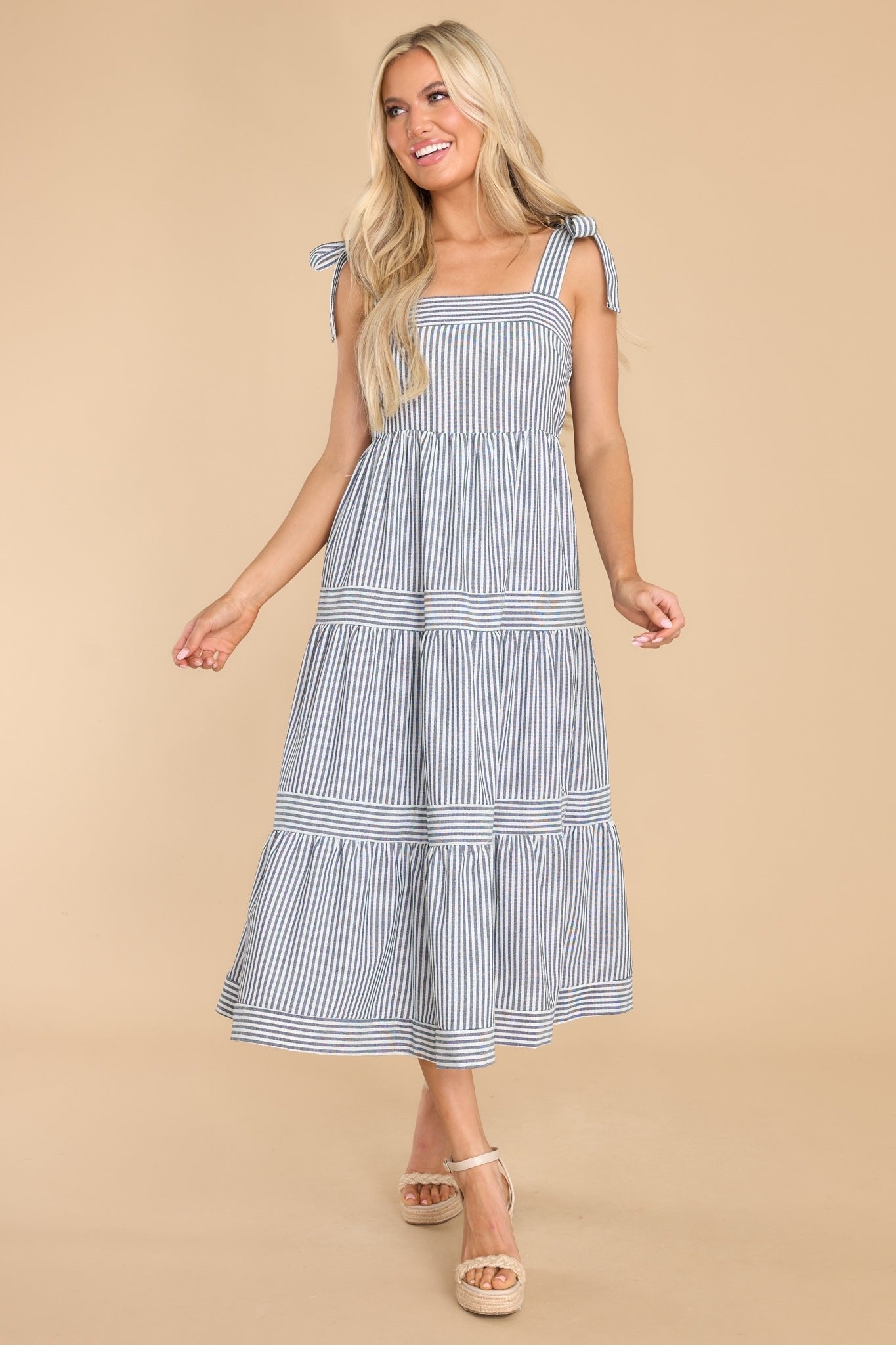 At The Orchard Navy Stripe Maxi Dress
