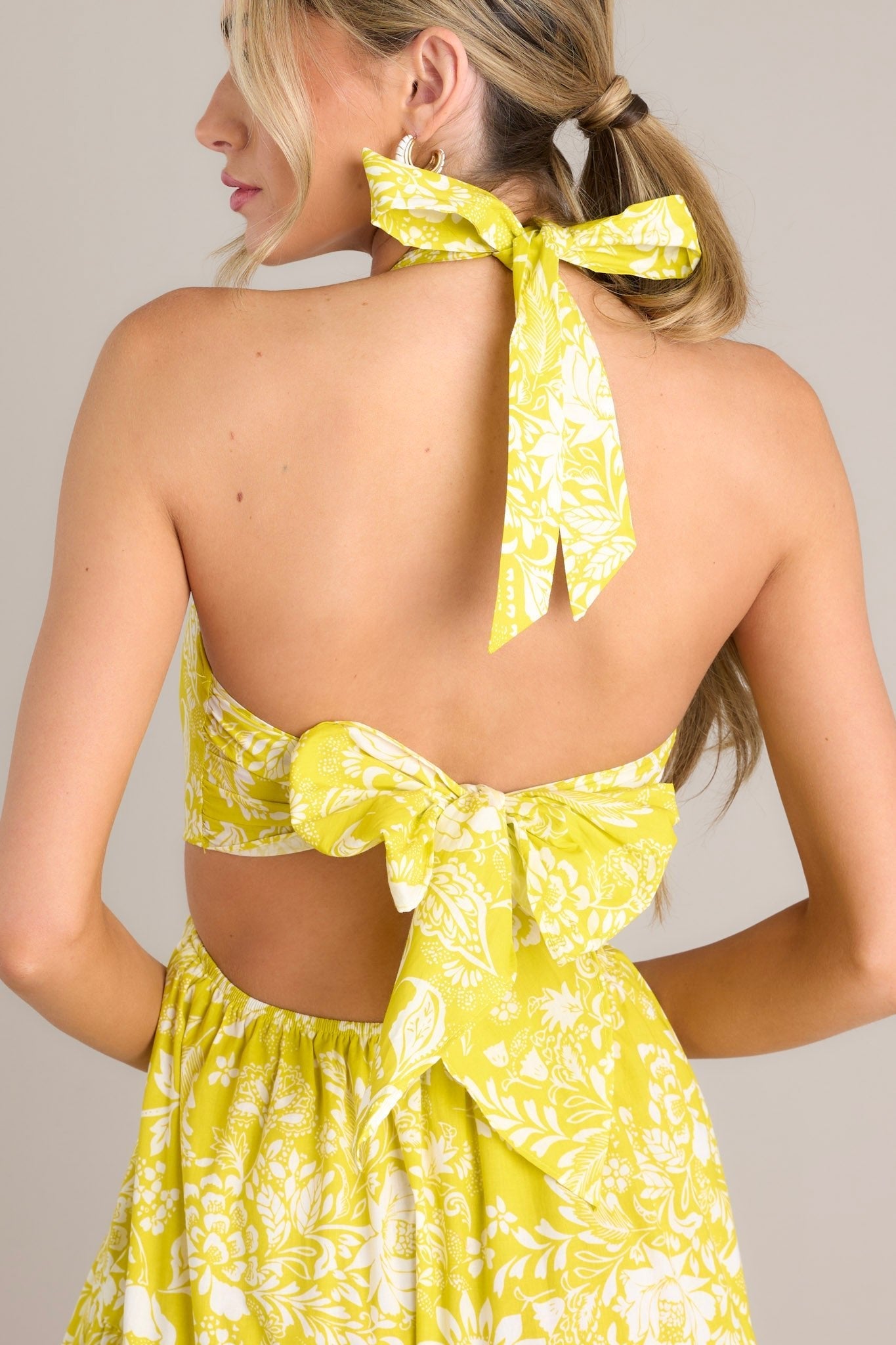 Be Blissfully Happy Yellow Floral Halter Maxi Dress