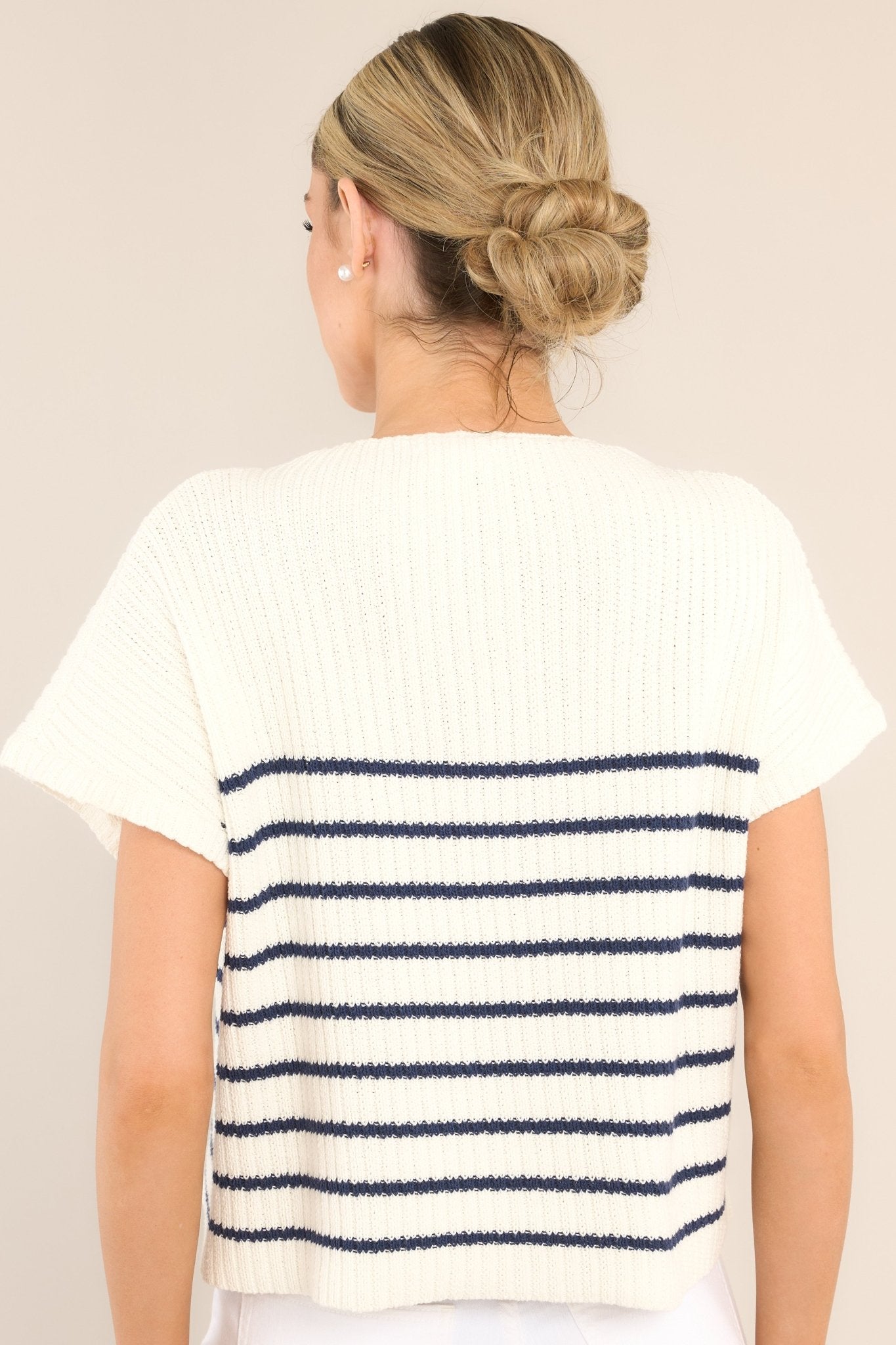 Be Brave Navy Striped Knitted Sweater Top