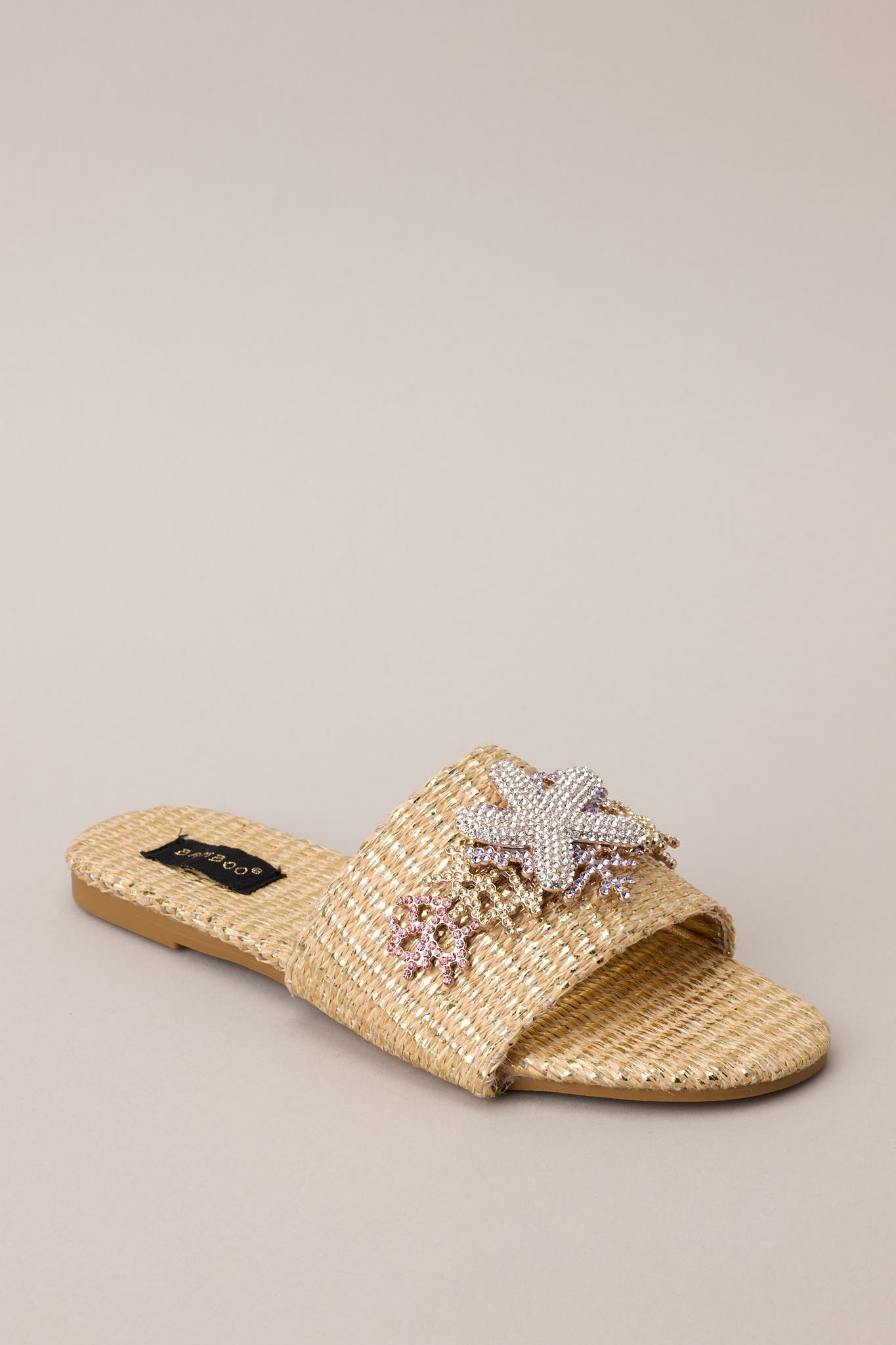 Beachside Perfection Gold & Multicolor Rhinestone Sandals