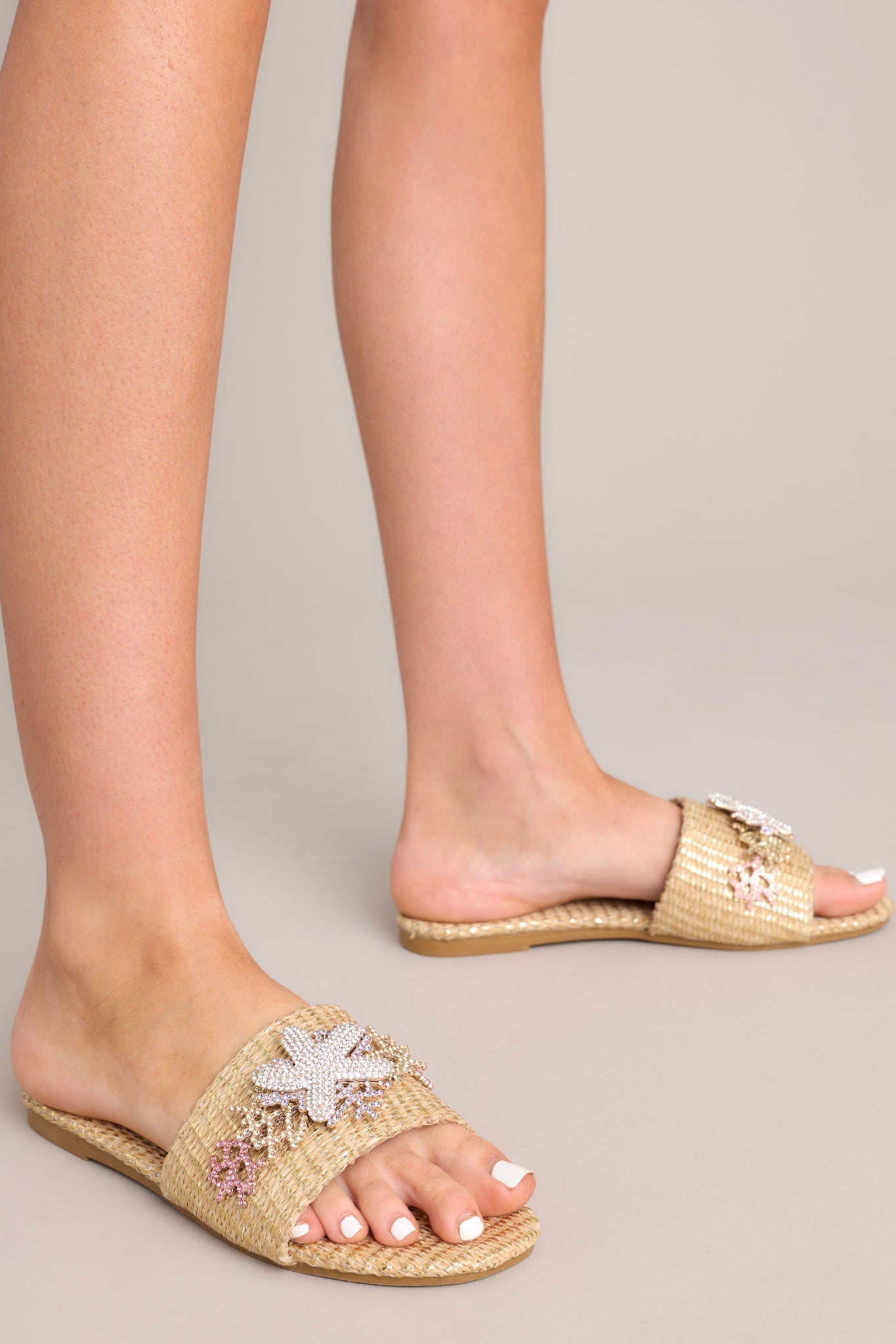 Beachside Perfection Gold & Multicolor Rhinestone Sandals