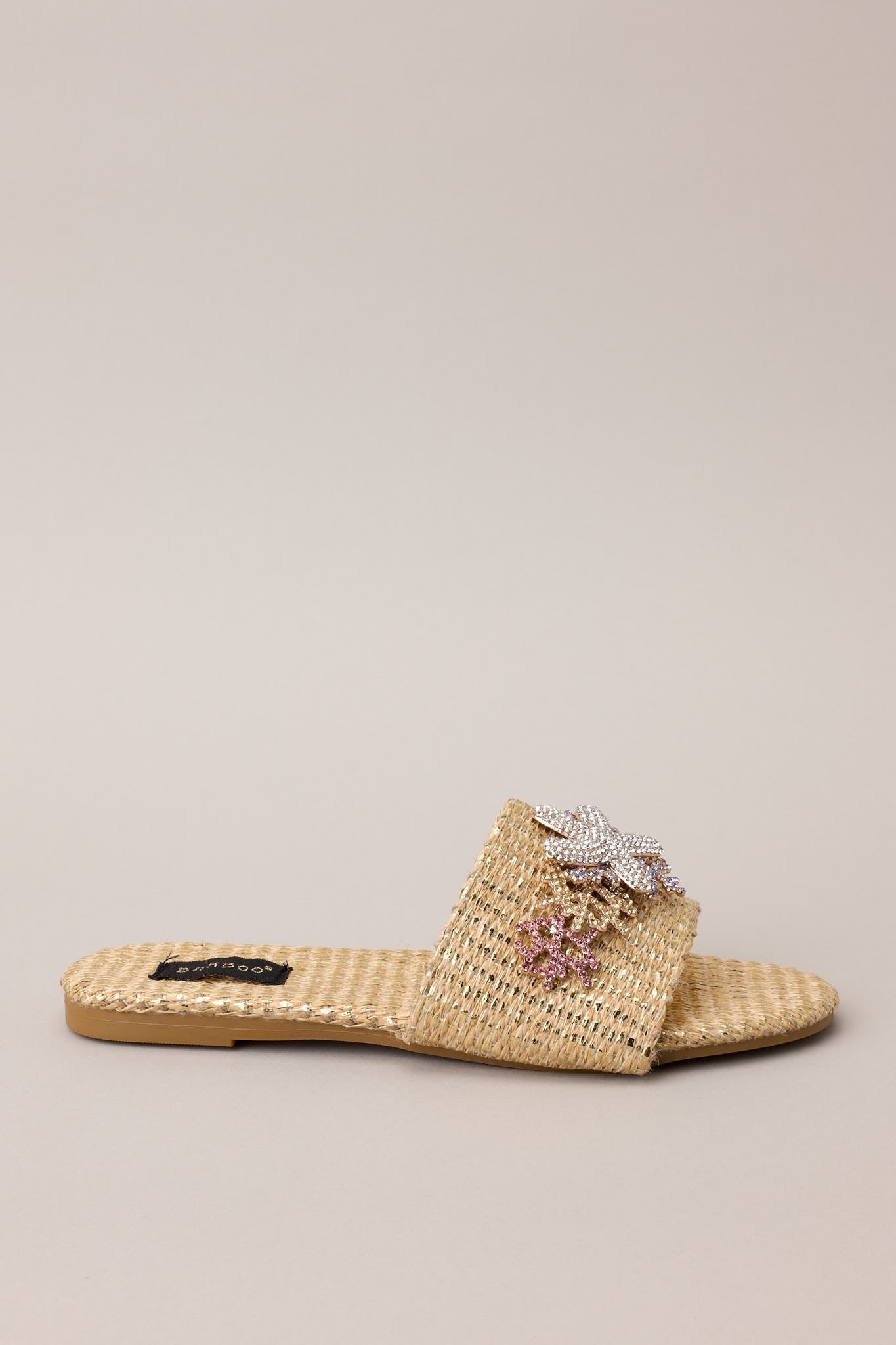 Beachside Perfection Gold & Multicolor Rhinestone Sandals