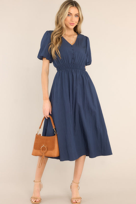 Best Route Navy Blue Midi Dress