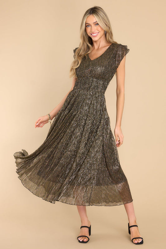 Beyond Iconic Gold Midi Dress