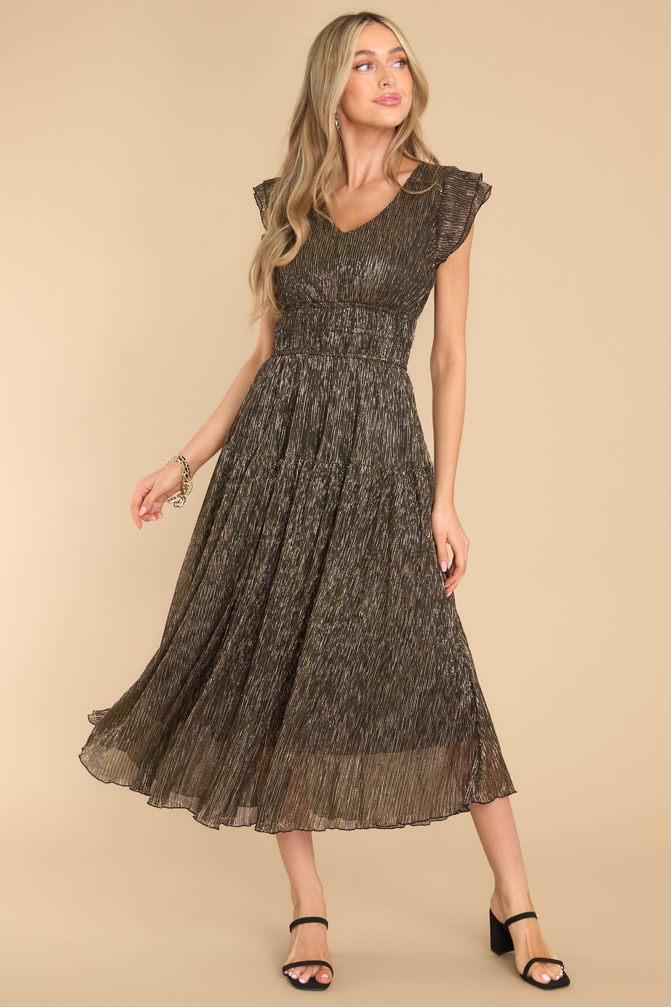 Beyond Iconic Gold Midi Dress