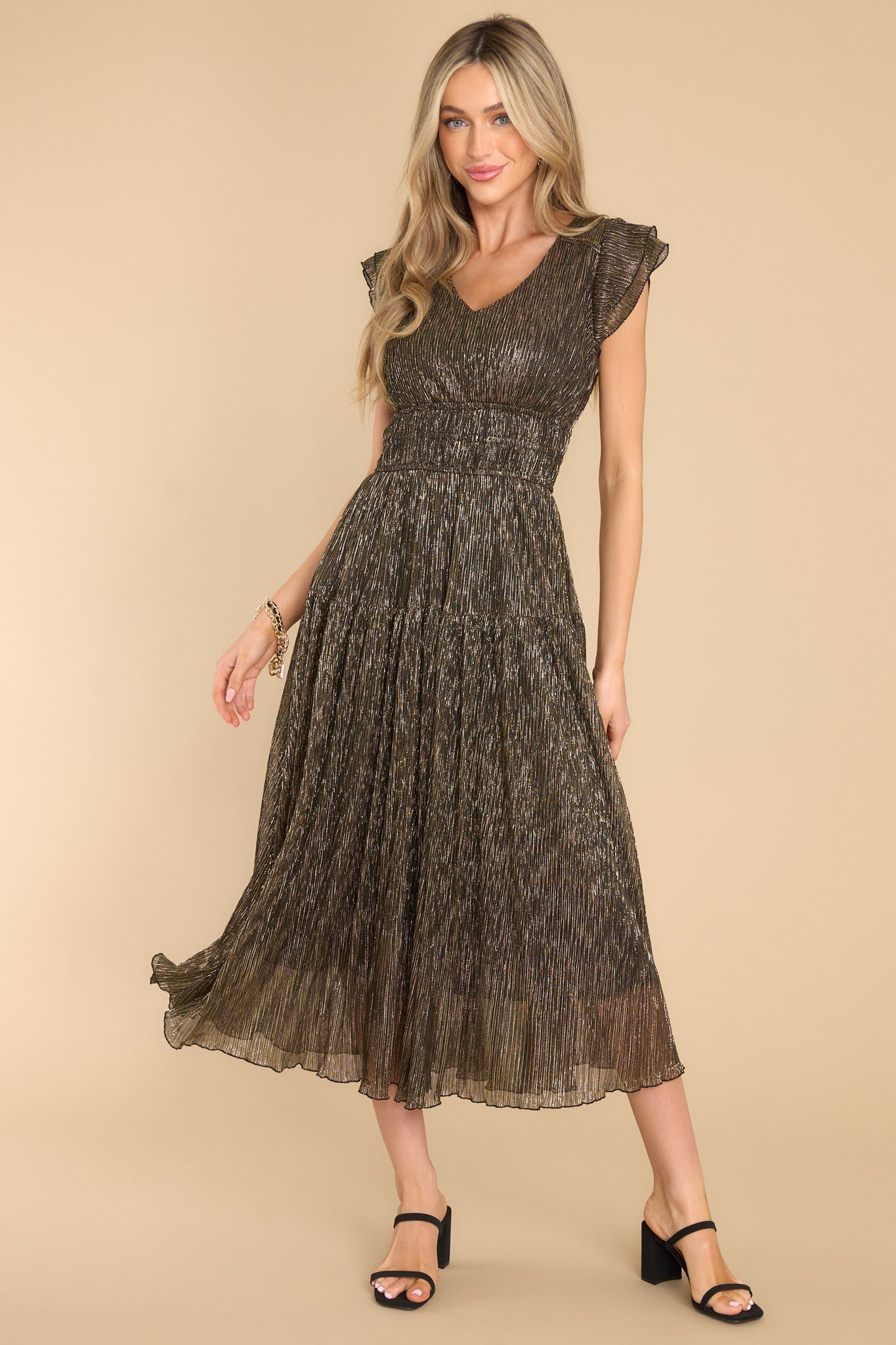 Beyond Iconic Gold Midi Dress