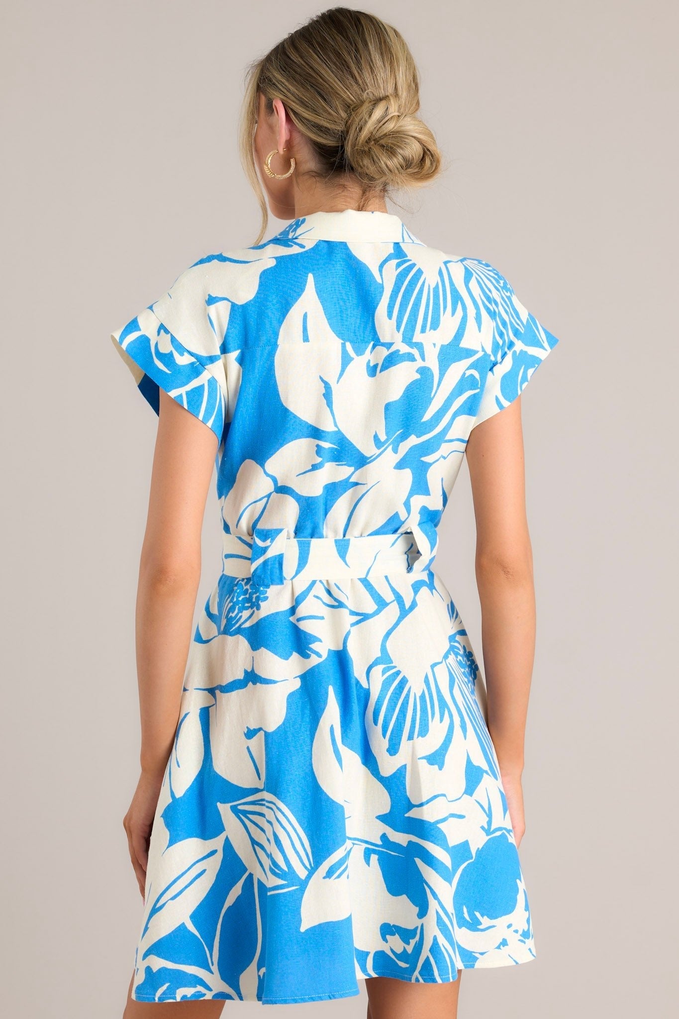 Big Feelings Blue Floral Button Front Mini Dress